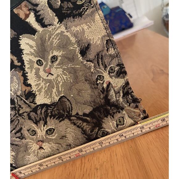 Vintage Cat Tapestry Tote Bag Kittens Shoulder Bag Grommet Detail Large New - Picture 10 of 13